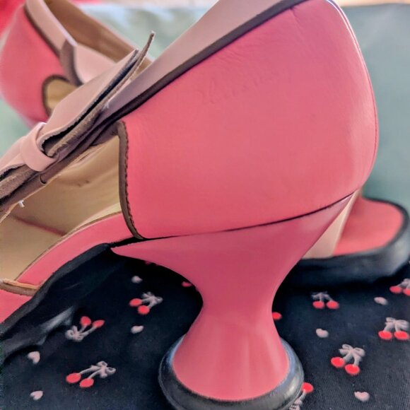 John Fluevog Vintage BEBE Heels Pretty Pink With Light Pink Bows Size 10 - Picture 6 of 14